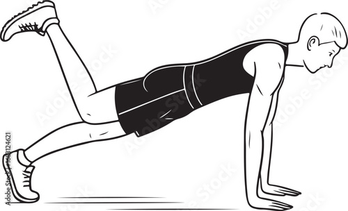 Man doing plank exercise with leg lift fitness workout