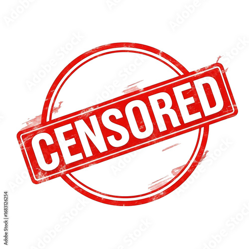 Bold red censored stamp overlay graphic for content moderation and legal disclaimers transparent background