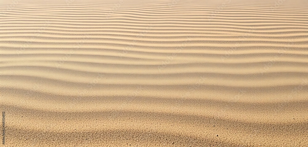 Fototapeta premium Horizontal lines of fine sand, subtle texture variations, shadow, ripple