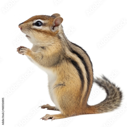 Standing Chipmunk Isolated on White Background

