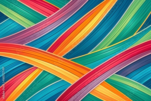 Abstract background with colorful intersecting curved lines and vibrant hues