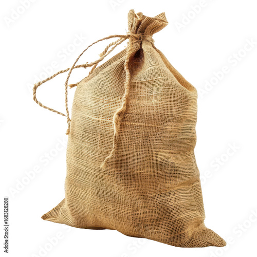Burlap sack tied with twine rustic and natural look