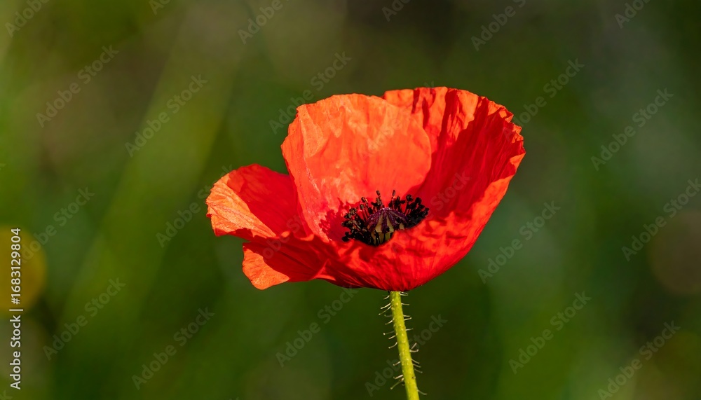 Fototapeta premium Vibrant red poppy in natural light
