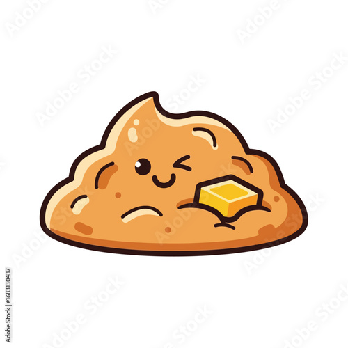 Vector illustration of cute cartoon mashed potato with butter, for thanksgiving