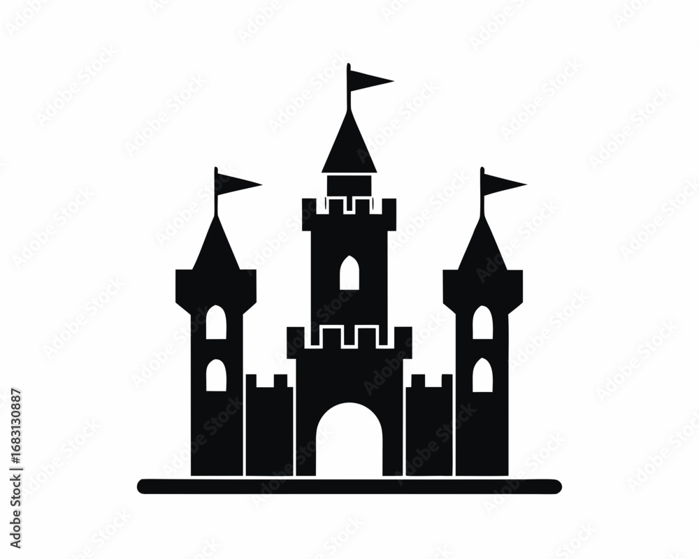 Obraz premium Magic Castle Silhouette Vector Illustration
