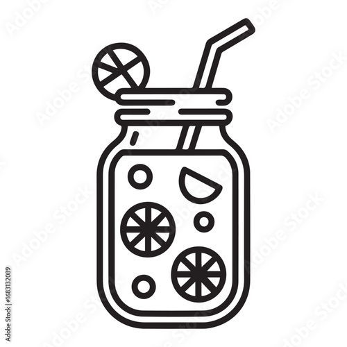 Smoothie jar icon - vector smoothie sign or logo element in thin line style. with white background