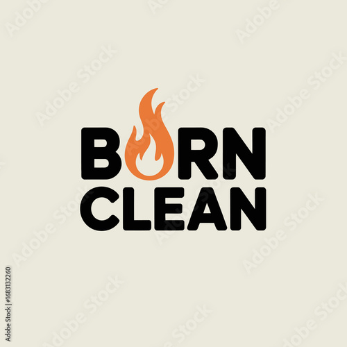 Born clean brand logo with fiery o symbolizing passion and purity in a modern design