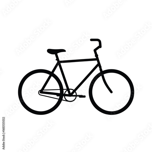Silhouette of a bicycle with curved handlebars and a comfortable seat.