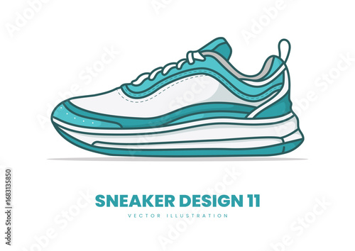 Fashion Sneaker Vector Illustration. A sneaker vector inspired by oceanic teal tones, perfect for aquatic-themed designs or energetic fashion.