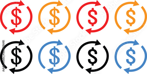 refund money icon thin flat design outline style vector sign illustration,
