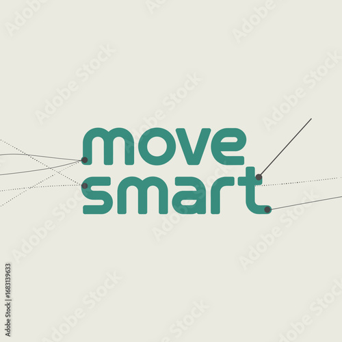 Move smart text with a clock hand pointing to the word smart representing efficient time management and smart decision making