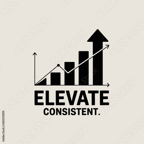 Elevate consistent bar graph showing upward trend and arrow symbolizing growth and success in business and finance