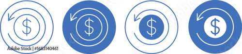 Refund and Money Transfer Icon. Money transfer icon with circular arrows vector icons,  Chargeback vector flat icons  illustration,
