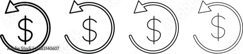 Money Refund Icon..refund money icon thin flat sign,  Financial payment vector illustration,
