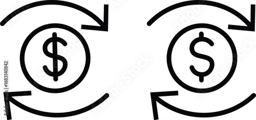 Refund line icon vector set. refund money icon thin flat sign  design vector sign symbol,