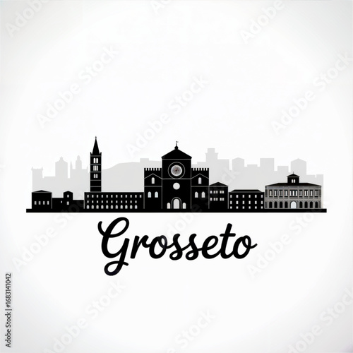 Grosseto Italy Skyline Silhouette — Tuscan City of Medieval Walls and Cathedrals Vector Illustration