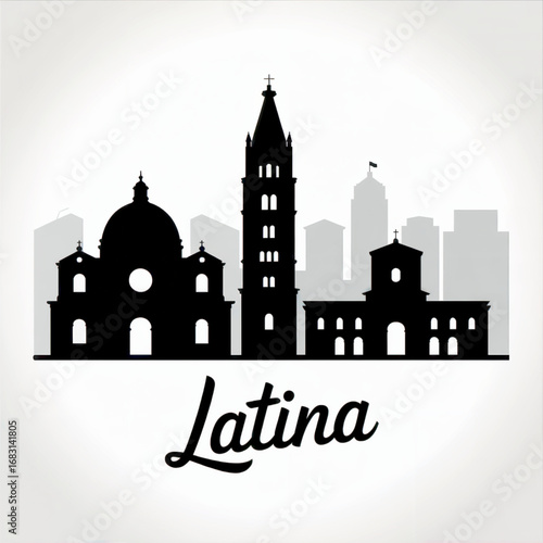 Latina Italy Skyline Silhouette — Modern Lazio City Vector Illustration