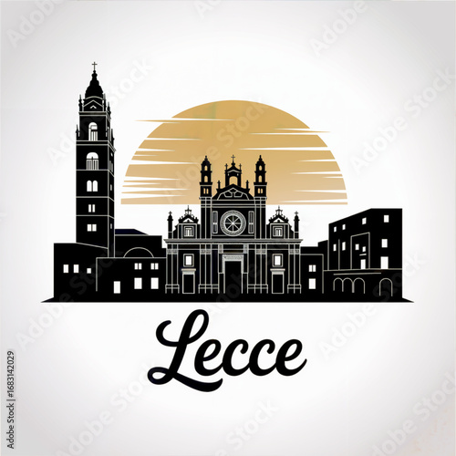 Lecce Skyline Silhouette — The Baroque Jewel of Southern Italy Vector Illustration