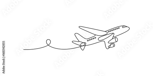Airplane Continuous One Line Drawing Vector Illustration