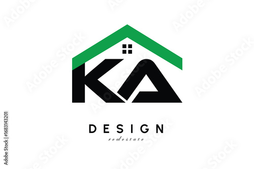 KA Letter Logo – Green Roof House Monogram for Real Estate & Home Branding
