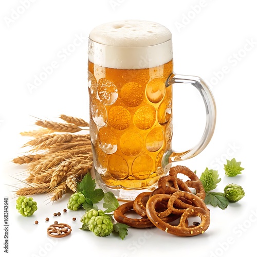Oktoberfest Beer German Beer Wheat Hops and Pretzels