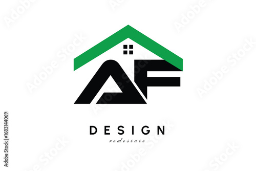AF Letter Logo – Green Roof House Monogram for Real Estate & Home Branding