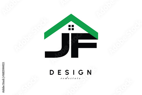 JF Letter Logo – Green Roof House Monogram for Real Estate & Home Branding