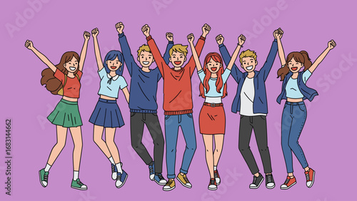 Joyful Group of Diverse Young Adults Celebrating Success Together