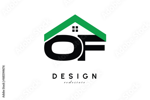 OF Letter Logo – Green Roof House Monogram for Real Estate & Home Branding