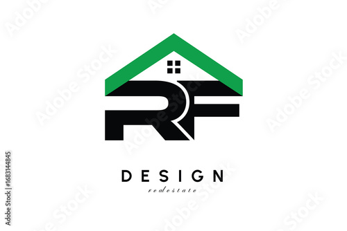 RF Letter Logo – Green Roof House Monogram for Real Estate & Home Branding