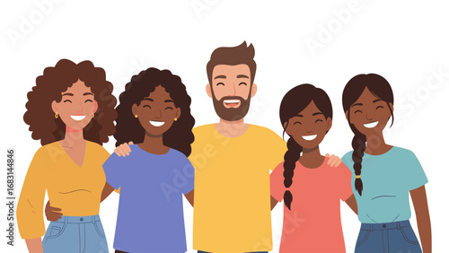 Happy Diverse Group of Friends Smiling Together
