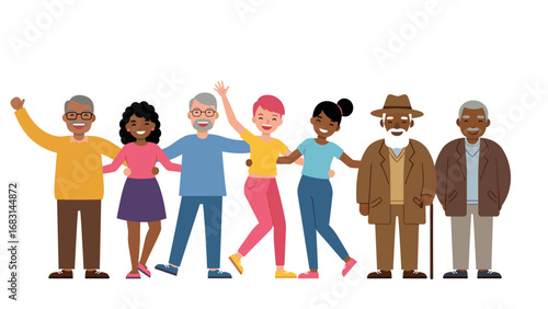 Diverse Group of Happy Seniors and Adults Embracing