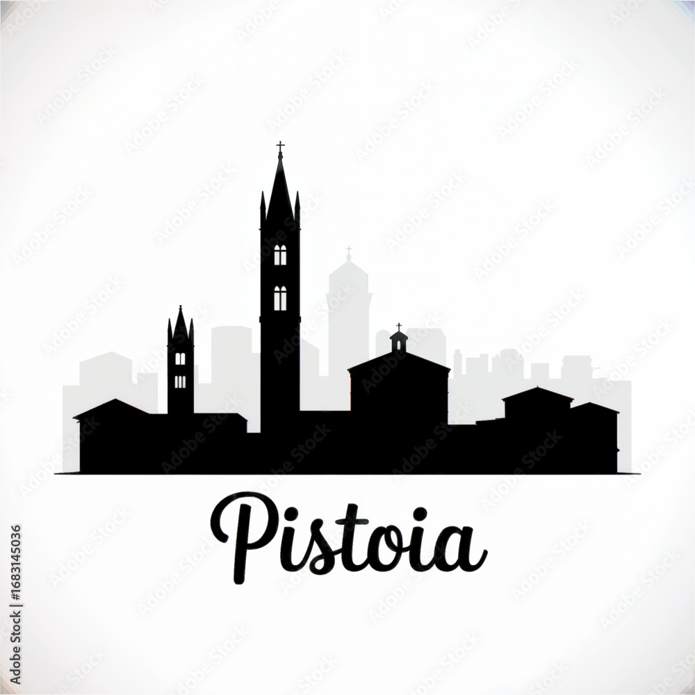 Naklejka premium Pistoia Italy Skyline Silhouette — Historic Tuscan City of Art and Architecture Vector Illustration
