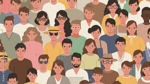 Diverse Crowd of Smiling Faces: Vector Illustration