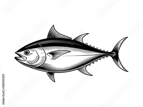 Vintage Engraving of Tuna Fish vector Illustration