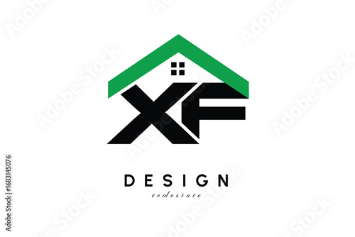 XF Letter Logo – Green Roof House Monogram for Real Estate & Home Branding