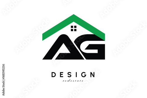 AG Letter Logo – Green Roof House Monogram for Real Estate & Home Branding