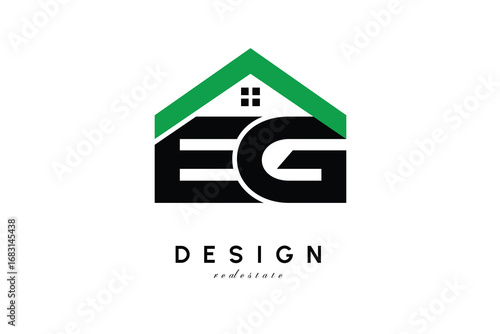 EG Letter Logo – Green Roof House Monogram for Real Estate & Home Branding