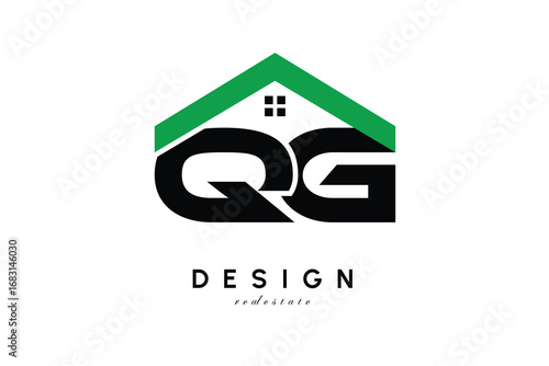 QG Letter Logo – Green Roof House Monogram for Real Estate & Home Branding