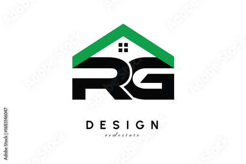 RG Letter Logo – Green Roof House Monogram for Real Estate & Home Branding