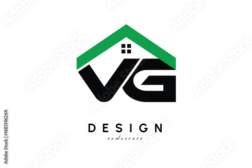 VG Letter Logo – Green Roof House Monogram for Real Estate & Home Branding