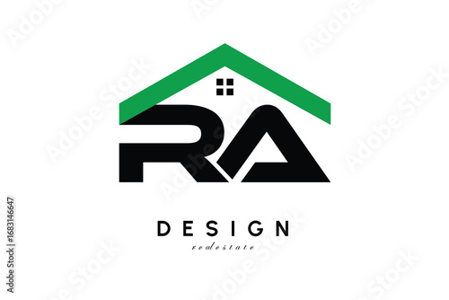 RA Letter Logo – Green Roof House Monogram for Real Estate & Home Branding