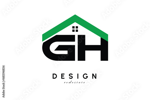 GH Letter Logo – Green Roof House Monogram for Real Estate & Home Branding