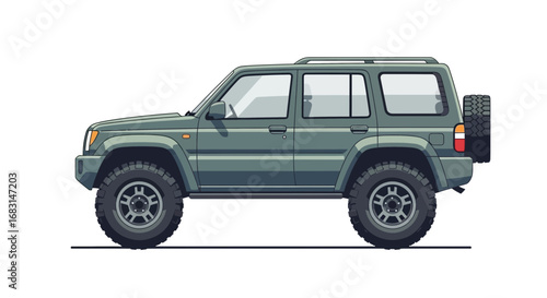 Illustration of a Four-Wheel Drive Vehicle in a Neutral Tone Palette Style