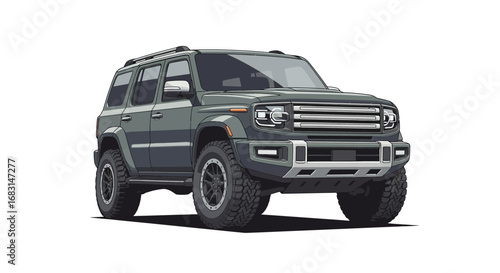 Illustration of a robust, modern off-road vehicle with distinctive styling