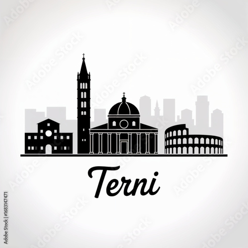 Terni Italy Skyline Silhouette — Historic Umbrian City Vector Illustration
