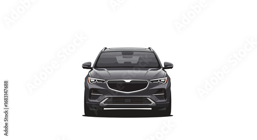 Sleek Graphite SUV Front View Isolated on White Background