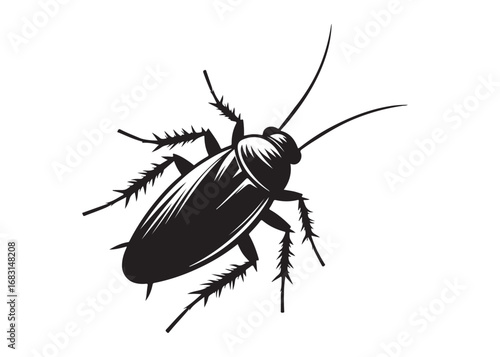 cockroach logo silhouette vector, cockroach silhouette vector illustration, roach silhouette vector logo, silhouette of cockroach insect, cockroach insect logo silhouette vector on white background.
