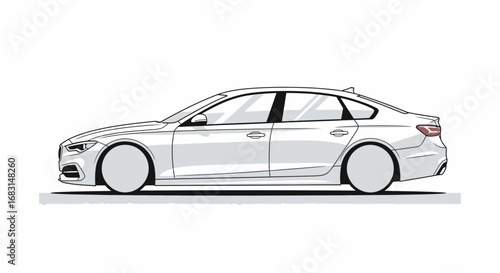 Stylized Side View Illustration of a Modern Sedan Car Design Concept