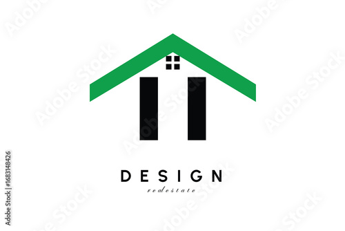 II Letter Logo – Green Roof House Monogram for Real Estate & Home Branding